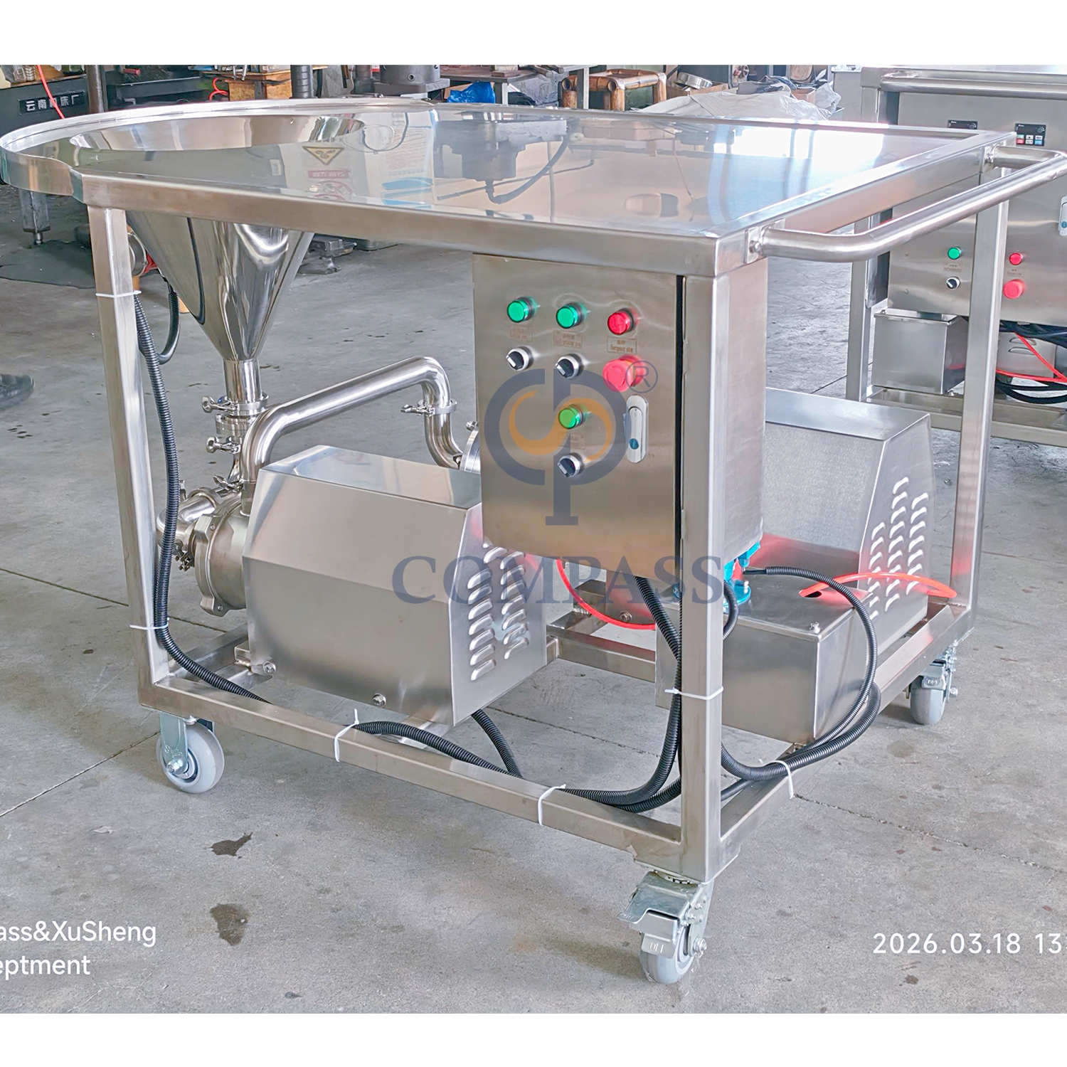 TRL-B Лидер продаж, санитарный 4 кВт SS304, высокоэффективная система смешивания с высоким усилием сдвига, эмульгатор для порошка и жидкости, гомогенизатор-смеситель для крема