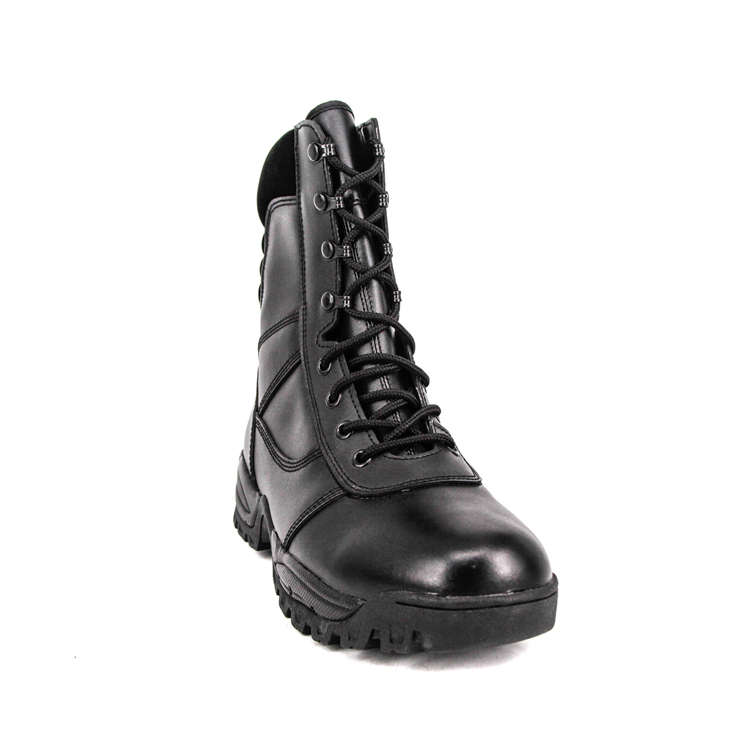 Suministro de botas militares de cuero completo de combate negro a buen precio 6227