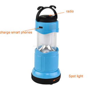 10 LED+1W LED Camping Light with Radio, Phone Charging Function Can Be Used As Spot Light