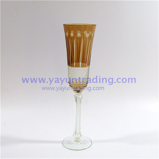 45oz Amber Color Long-stem Glass Champagne Flute for Decoration
