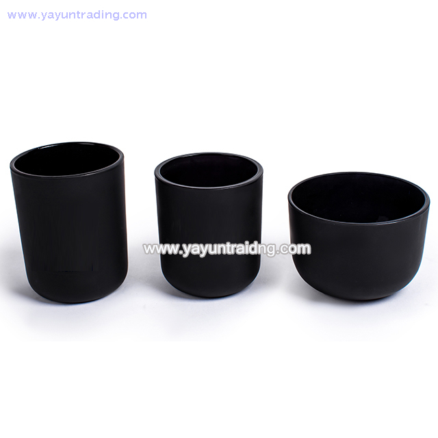 Wholesale Home Decoration Frosted Black Series Glass Candle Jar 
