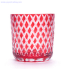 elegant red series hand cut glass candle container for wedding 