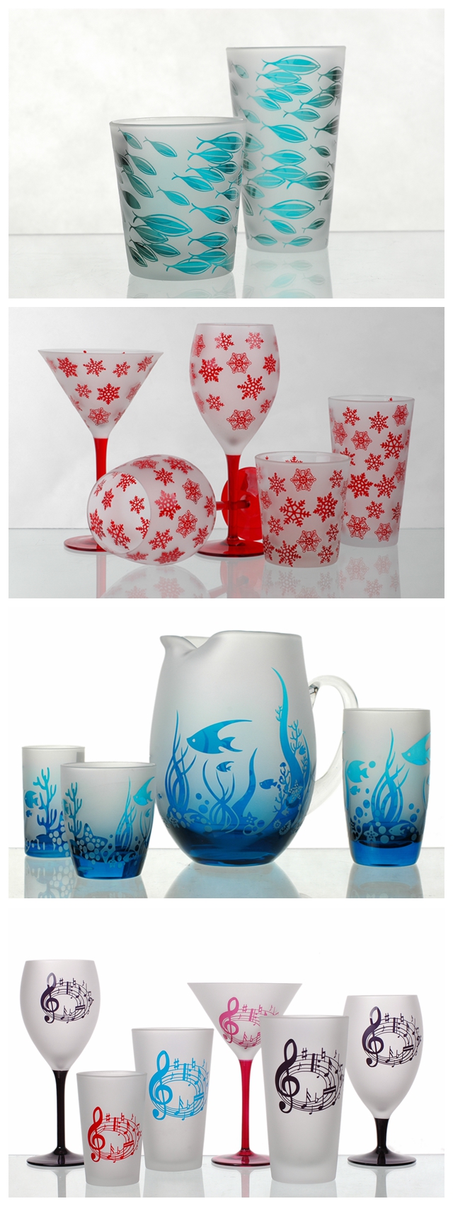 sandblasted glass cup set