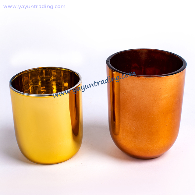 Wholesale Electroplated Glass Candle Jar with Different Color Lid for Wedding And Decoration