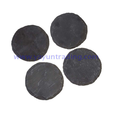  Set of 4 Natural Black Slate Placemats and Coasters
