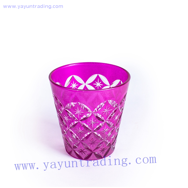 purple glass candle vessel
