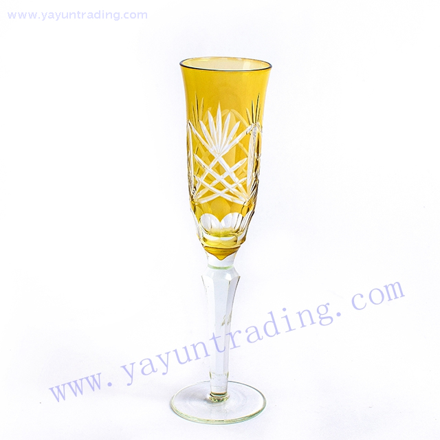 hand cut set 6 colored champagne flute