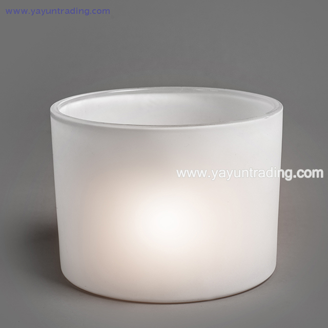 Hot Sale Cylindrical shape Frosted White Glass Candle Holder 