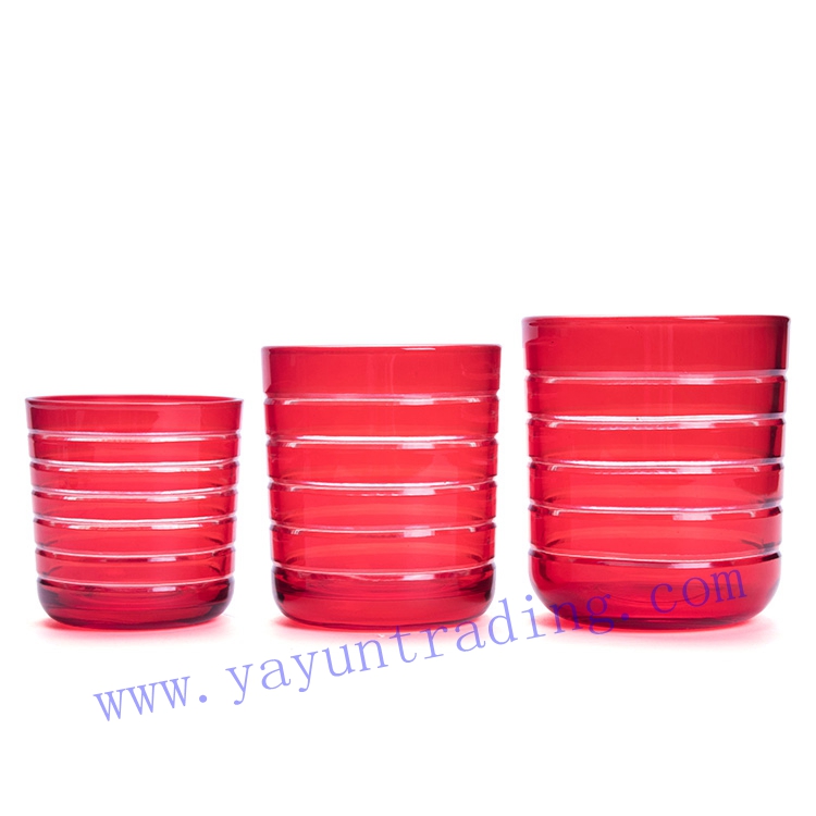 Yayun hand cut red handmade sprayed glass candle jar