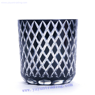 hand carved traditional China made amber glass candle jar