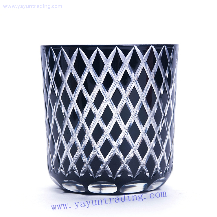 hand carved traditional China made amber glass candle jar