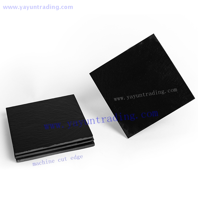 engraved sandblasted lase engraving hand made round and square black slate coaster holder