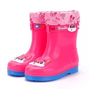 585-P kids keep warm winter rain boots with fur lining