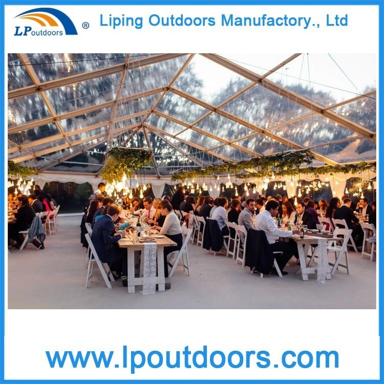 Carpa de fiesta de lujo de PVC transparente al aire libre con forro para eventos de boda