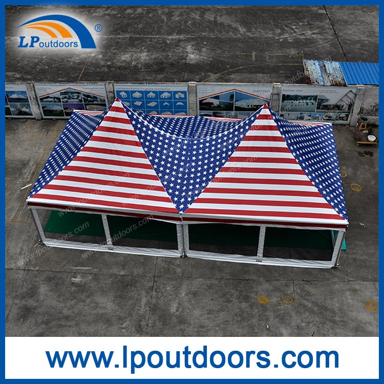 Carpa con estructura superior doble de 6x12 m con estampado de bandera americana-full006