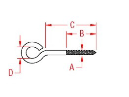 tornillo de ojo de retraso de hilo de rosca de madera