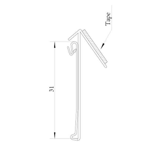 Angled Self Adhesive Shelf Strip W/Front Sign Gripper DS011