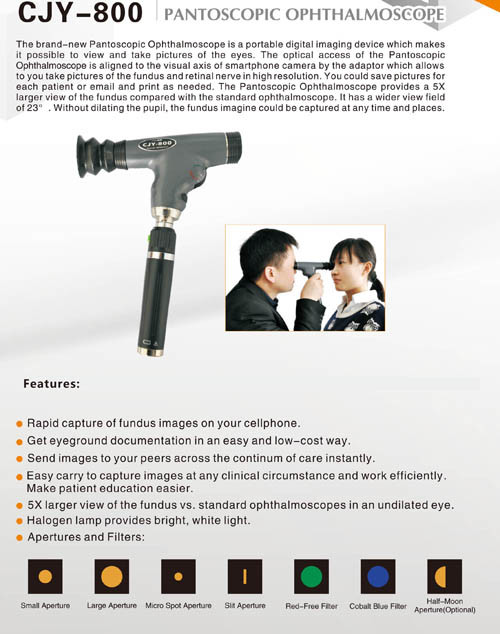 Ophtalmoscope numérique d'équipement Cjy-800 Chine