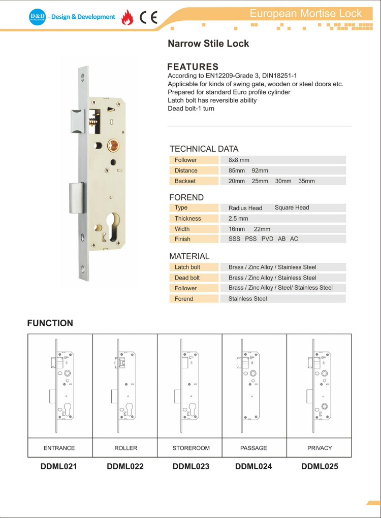 Hardware Bloqueio de Lock-D & D estreito