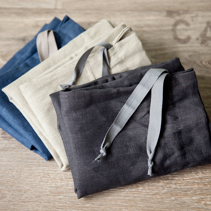 Natural linen Drawstring Backpacks Large laundry bag