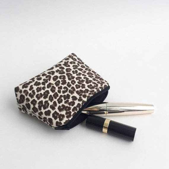 Leopard print makeup bag