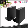 Black PU Leather thick wood core bookend