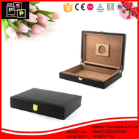 Black Croc Leather MDF wood cigar case box