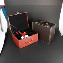 Wine Box Manufacturer Brown PU leather 6 bottle wine cardboard bottle carrier