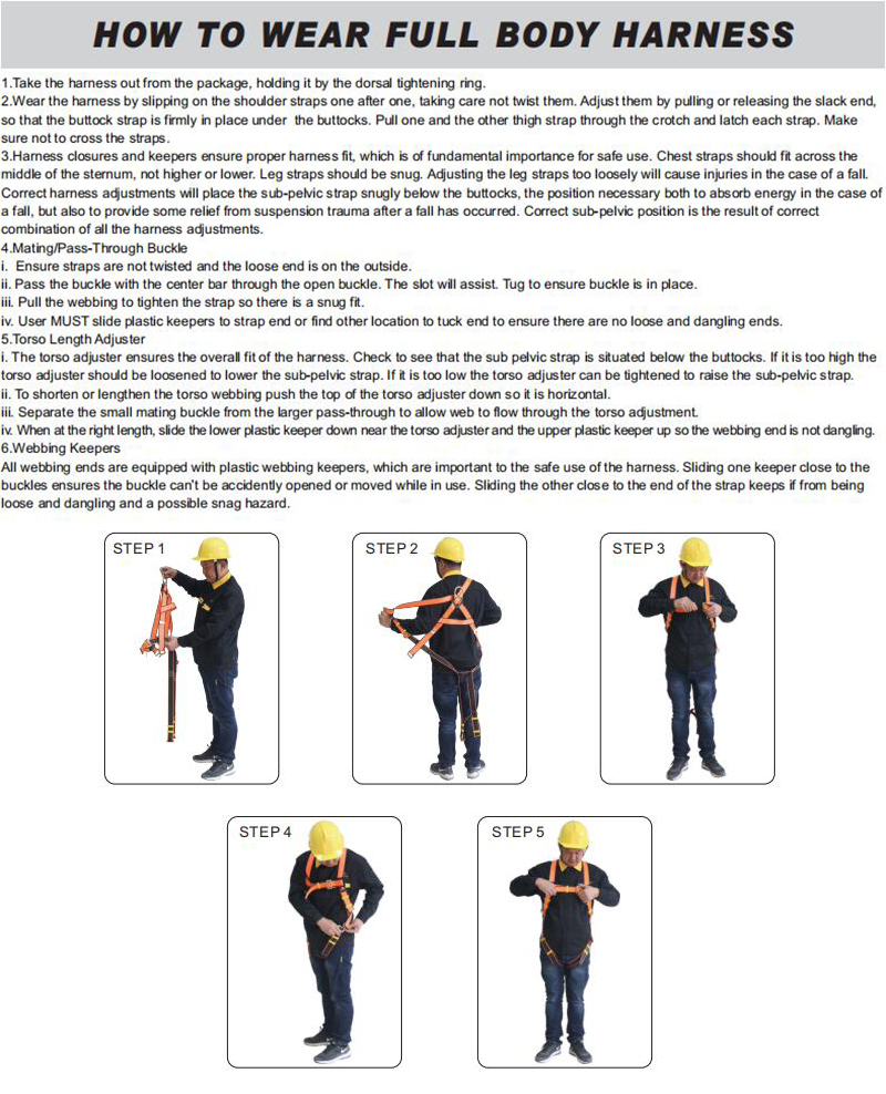 ANSI Z359.11 fall protection full body harness safety - Buy body ...