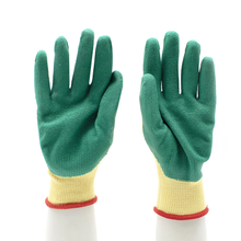 Construction Green Latex Coated Work Gloves CE EN 388
