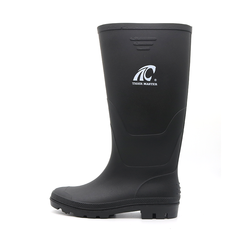 Black Waterproof Anti Slip Non Safety Pvc Rain Boots for Men With CE