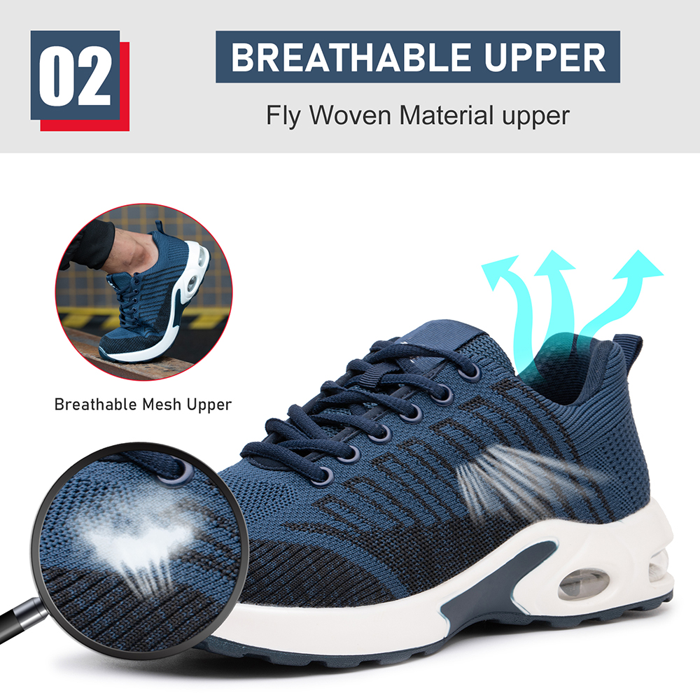 Shock Absorber Fashion Sport Safety Shoes Sneakers with Steel Toe