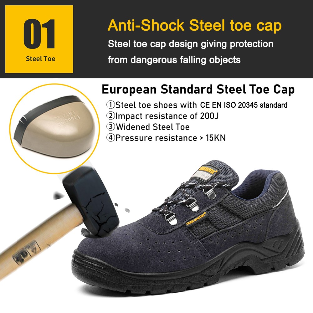 Anti-smashing puncture proof breathable suede safety shoes for man