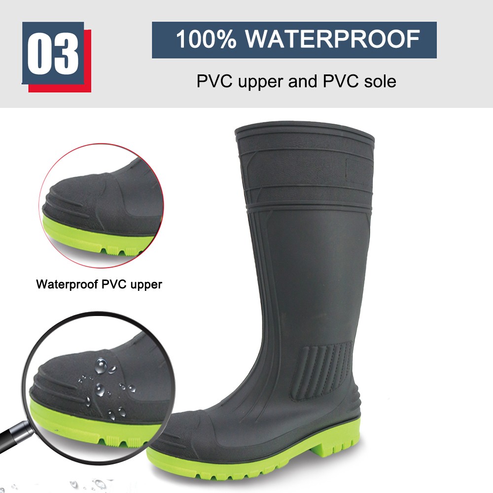Waterproof PVC Safety Rain Boots for Construction