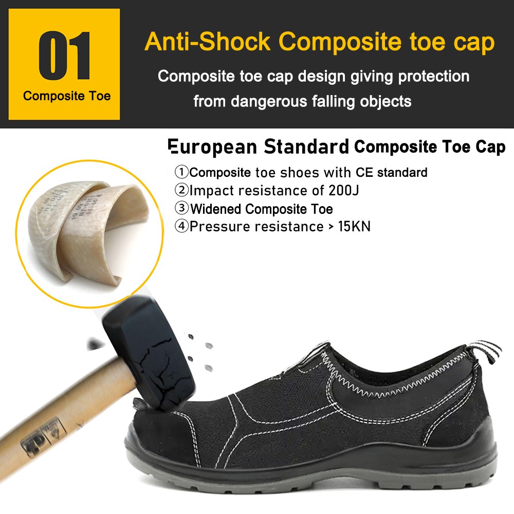 Anti-skid CE Composite Toe Casual Safety Shoes without Lace