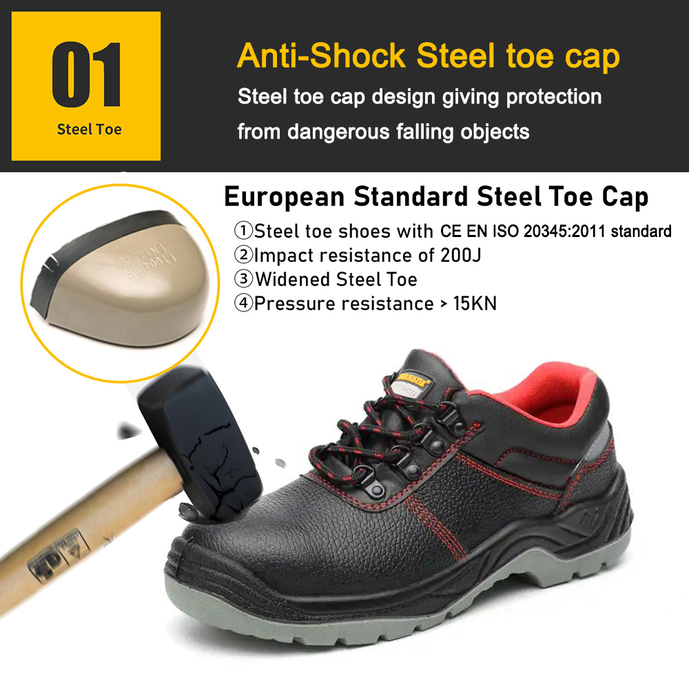 Black Leather Cheap Steel Toe Work Safety Shoes Industrial