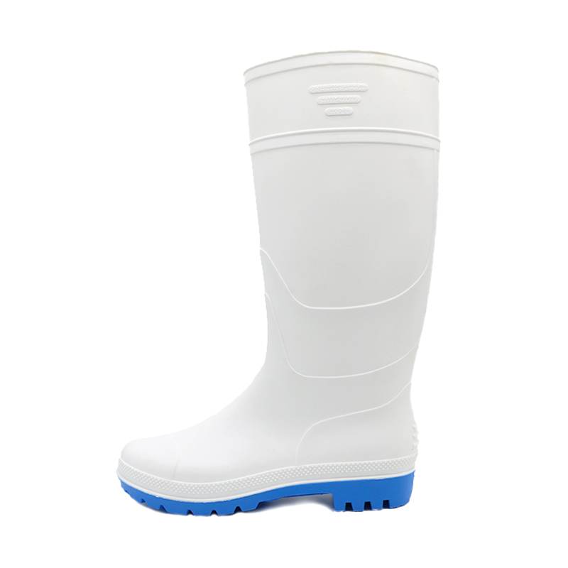 Waterproof Anti Slip Non Safety White Pvc Rain Boots 