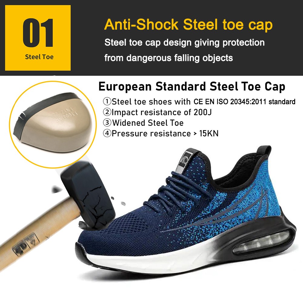 Shock absorption steel toe men safety shoes sport 