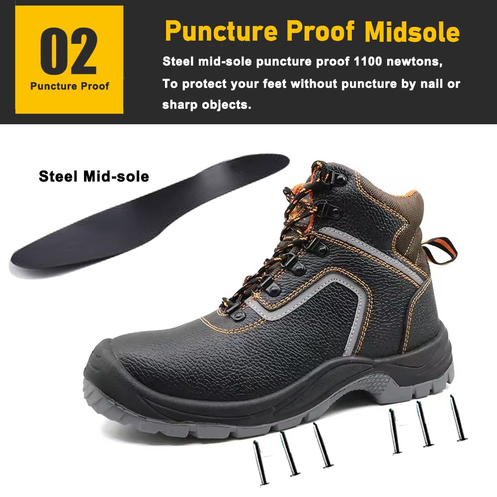 Steel Toe And Steel Mid Plate Industrial Safety Boots for Men