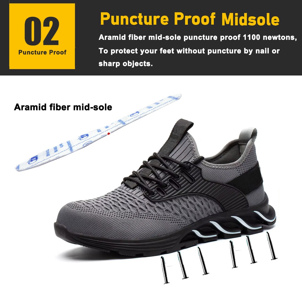 Grey Anti-slip EU Steel Toe Sport Safety Shoes for Warehouse