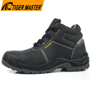 Black Leather Steel Toe Construction Safety Boots