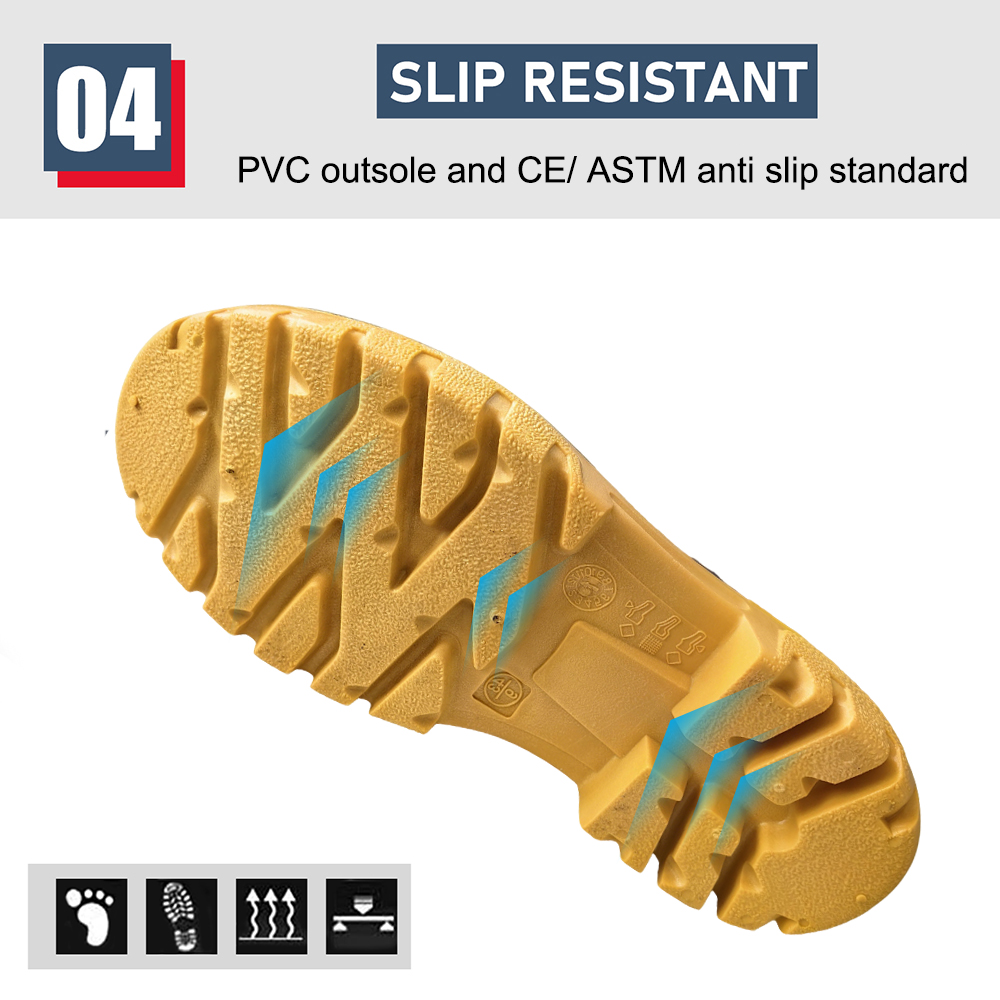 Steel Toe & Mid-sole Waterproof PVC Safety Boots