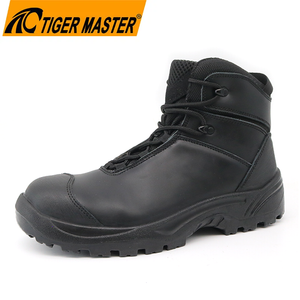 Genuine Leather Fiberglass Toe Safety Shoes Black