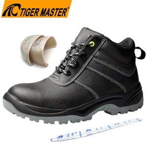 Black Leather Fiberglass Toe Safety Shoes for Men Industrial