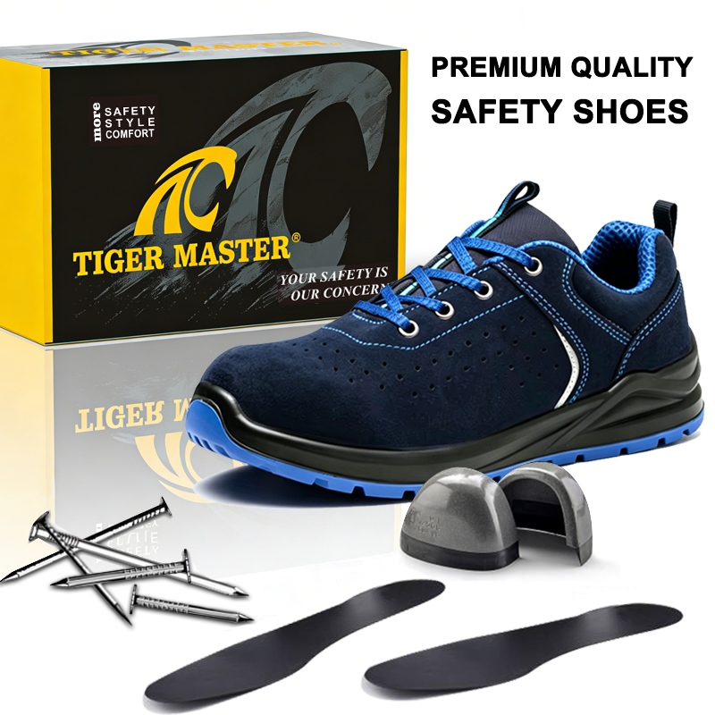Blue Suede Leather Steel Toe Men's Safety Footwear