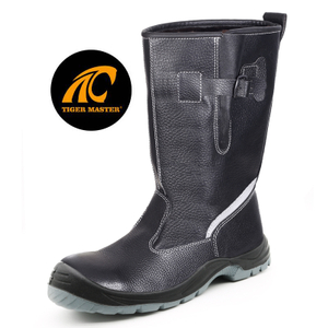 Black Leather Steel Toe Anti Puncture High Rigger Boots Safety