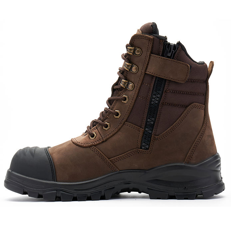 Steel Toe High Quality Leather Safety Boots with Zipper