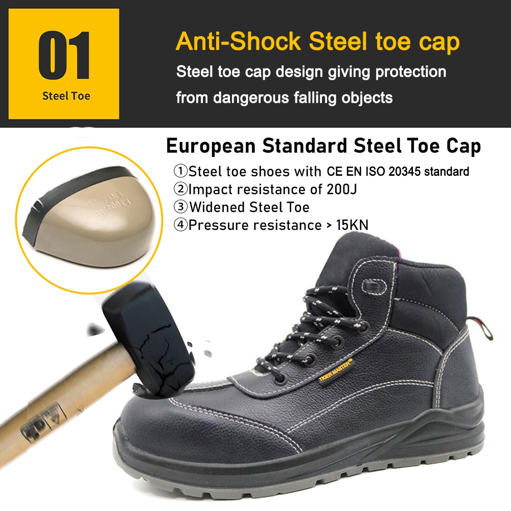 Mid Cut Leather Industrial Safety Shoes for Women with Steel Toe