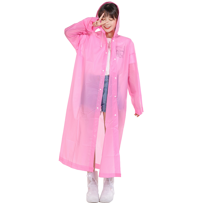 Pink Waterproof Long EVA Raincoat for Women