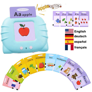 Pop Portable Custom Print Learn German Spanish Arabic French Bilingual Educational Talking Flash Card Kids Gift Toy With Record